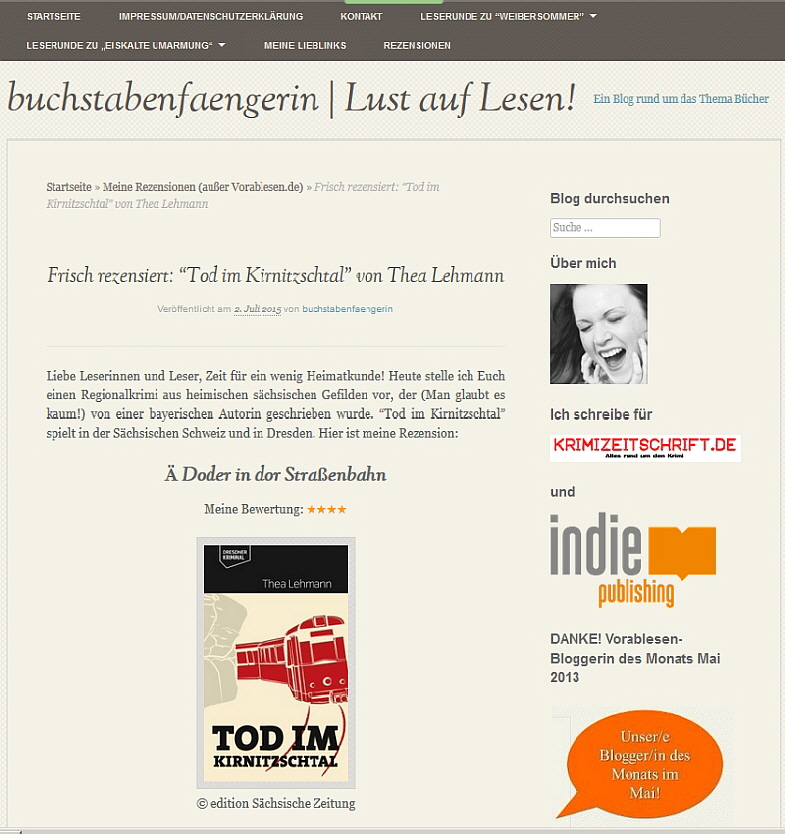 Literatur-Blog "Buchstabenfngerin"