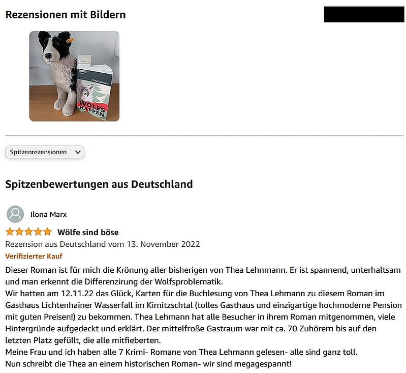 Weitere Amazon-Rezensionen zu "Wolfshappen"